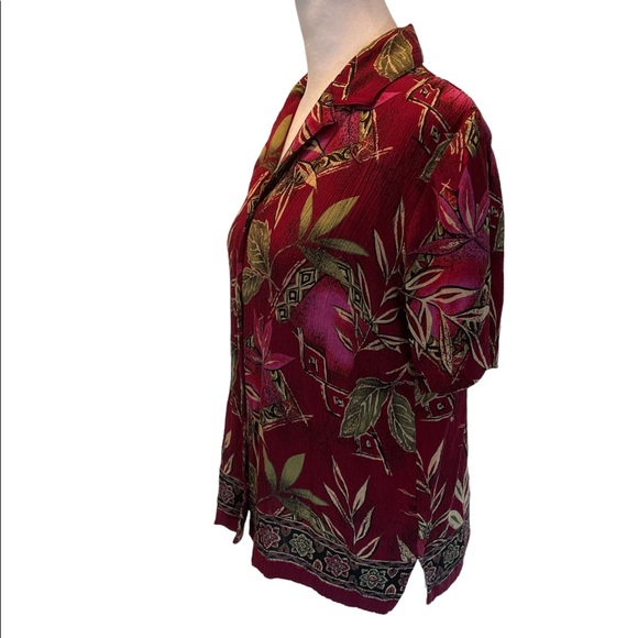 JM Collection Womens Colorful Button Down Short Sleeved Blouse with Color Size 6 - Picture 3 of 11